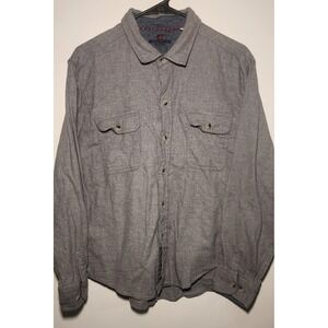 WOOLRICH Long Sleeve Button Up Shirt Gray Chambray Women's XL Outdoors Hike Camp